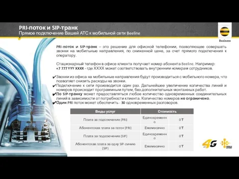 PRI-поток и SIP-транк Прямое подключение Вашей АТС к мобильной сети Beeline PRI-поток