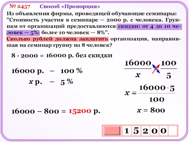 № 2457 Из объявления фирмы, проводящей обучающие семинары: "Стоимость участия в семинаре