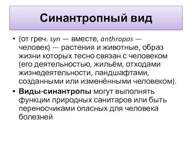 Синантропный вид (от греч. syn — вместе, anthropos — человек) — растения