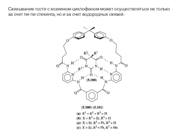 Связывание гостя с хозяином-циклофаном может осуществляться не только за счет пи-пи стекинга,