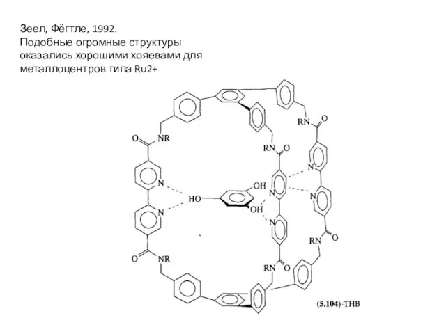 Зеел, Фёгтле, 1992. Подобные огромные структуры оказались хорошими хояевами для металлоцентров типа Ru2+