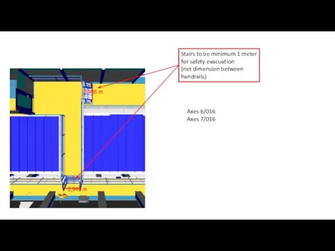 Stairs to be minimum 1 meter for safety evacuation (net dimension between