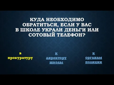 КУДА НЕОБХОДИМО ОБРАТИТЬСЯ, ЕСЛИ У ВАС В ШКОЛЕ УКРАЛИ ДЕНЬГИ ИЛИ СОТОВЫЙ