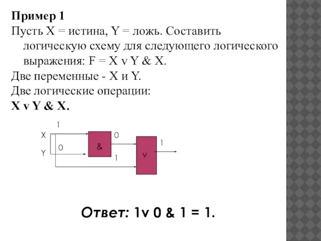 Х Y 1 0 0 1 1 Пример 1 Пусть X =