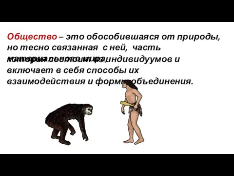 Общество – это обособившаяся от природы, но тесно связанная с ней, часть