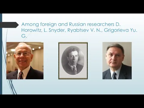 Among foreign and Russian researchers D. Horowitz, L. Snyder, Ryabtsev V. N., Grigorievа Yu. G.