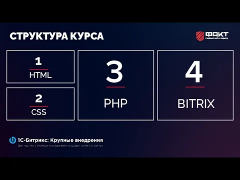 3 PHP HTML 2 CSS СТРУКТУРА КУРСА 4 BITRIX 1