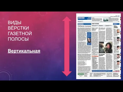 ВИДЫ ВЁРСТКИ ГАЗЕТНОЙ ПОЛОСЫ Вертикальная