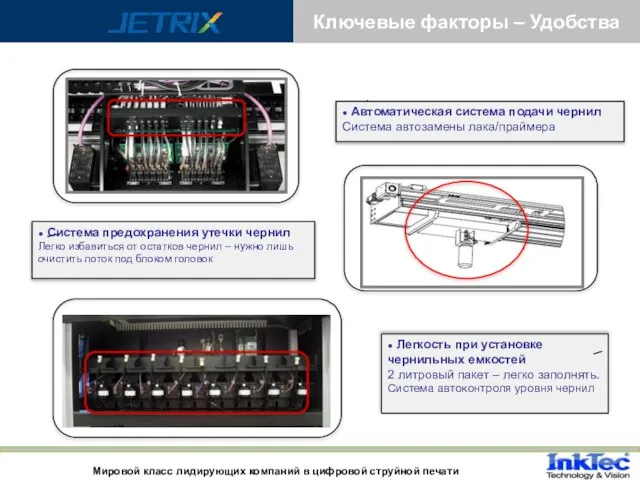 Application 1 ● Система предохранения утечки чернил Легко избавиться от остатков чернил