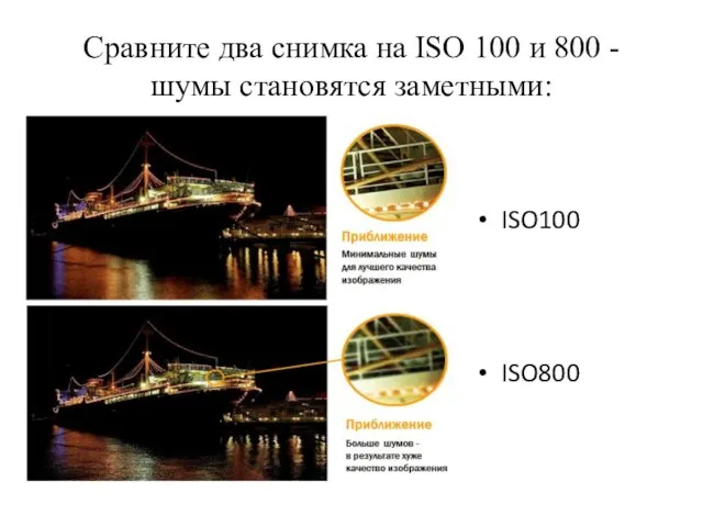 Сравните два снимка на ISO 100 и 800 - шумы становятся заметными: ISO100 ISO800