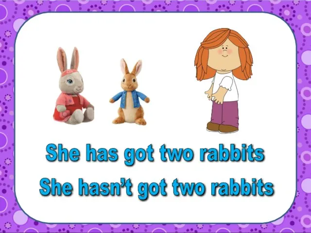 She has got two rabbits She hasn’t got two rabbits