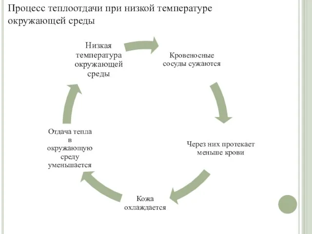 Процесс теплоотдачи при низкой температуре окружающей среды