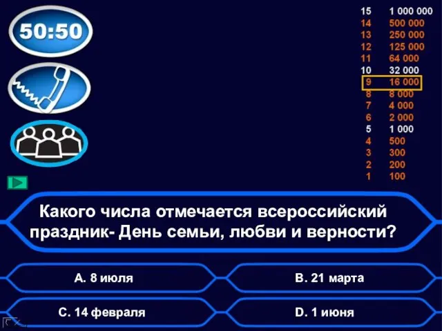 Какого числа отмечается всероссийский праздник- День семьи, любви и верности? А. 8