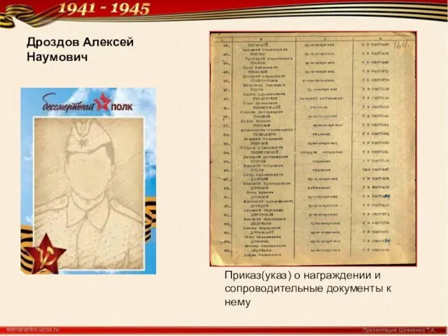 Дроздов Алексей Наумович Приказ(указ) о награждении и сопроводительные документы к нему
