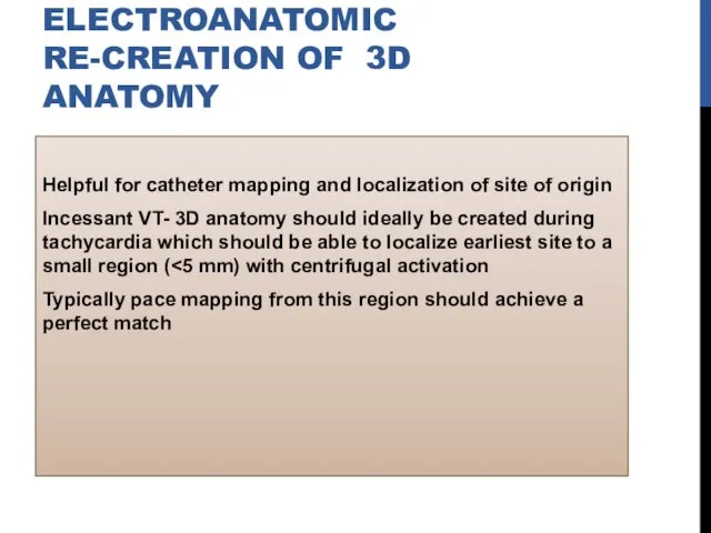 ELECTROANATOMIC RE-CREATION OF 3D ANATOMY Helpful for catheter mapping and localization of