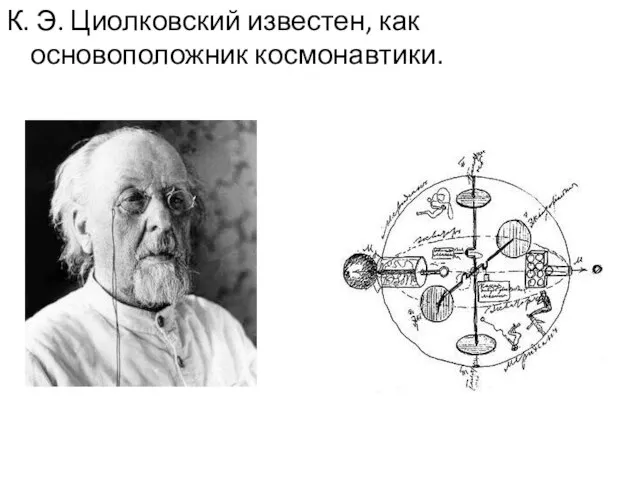 К. Э. Циолковский известен, как основоположник космонавтики.