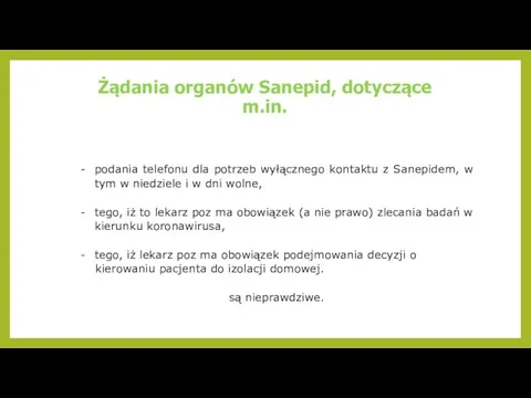 Żądania organów Sanepid, dotyczące m.in. podania telefonu dla potrzeb wyłącznego kontaktu z