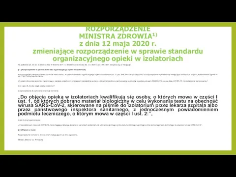 ROZPORZĄDZENIE MINISTRA ZDROWIA1) z dnia 12 maja 2020 r. zmieniające rozporządzenie w