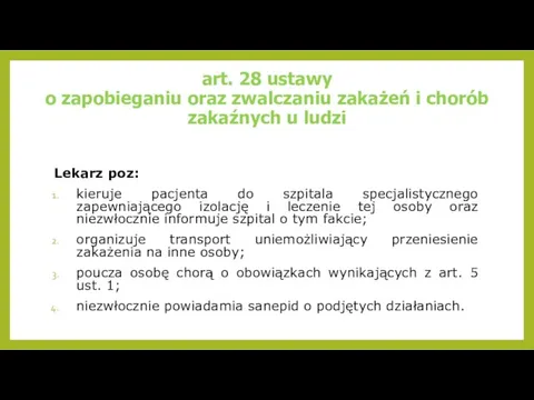 art. 28 ustawy o zapobieganiu oraz zwalczaniu zakażeń i chorób zakaźnych u