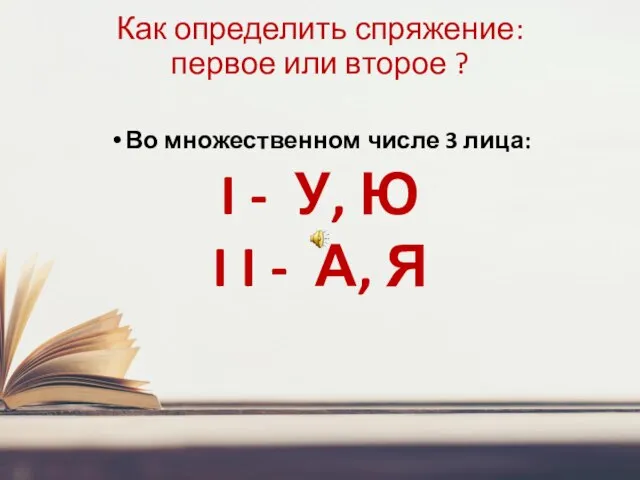 Как определить спряжение: первое или второе ? Во множественном числе 3 лица: