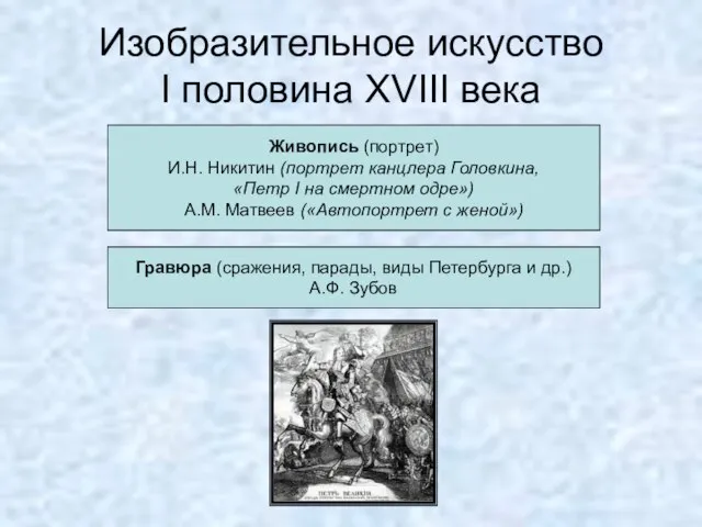 Изобразительное искусство I половина XVIII века Живопись (портрет) И.Н. Никитин (портрет канцлера