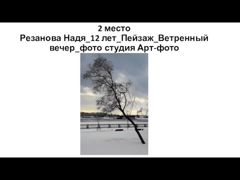 2 место Резанова Надя_12 лет_Пейзаж_Ветренный вечер_фото студия Арт-фото