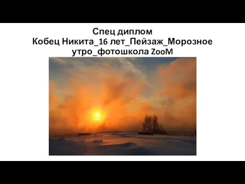 Спец диплом Кобец Никита_16 лет_Пейзаж_Морозное утро_фотошкола ZooM