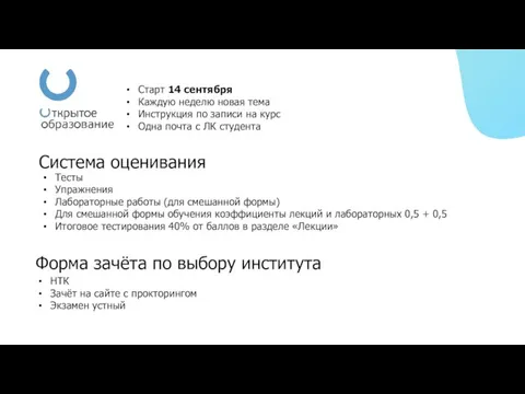 Старт 14 сентября Каждую неделю новая тема Инструкция по записи на курс