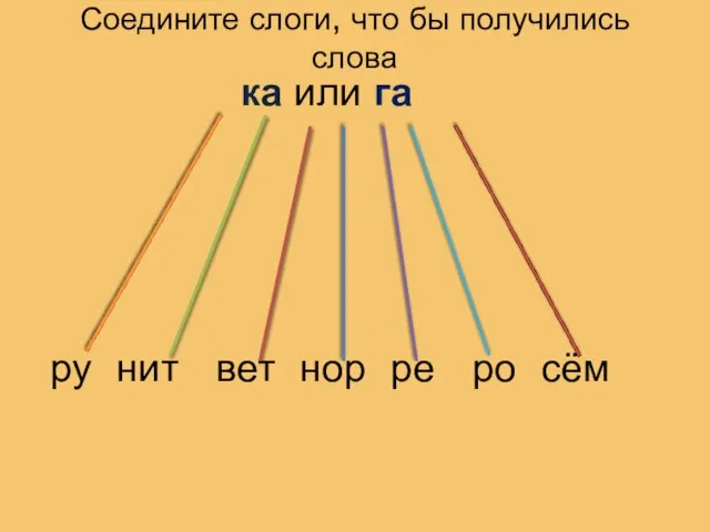 Соедините слоги, что бы получились слова ка или га ру нит вет нор ре ро сём