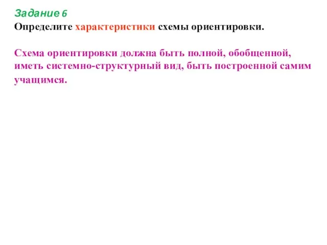 Задание 6 Определите характеристики схемы ориентировки. Схема ориентировки должна быть полной, обобщенной,