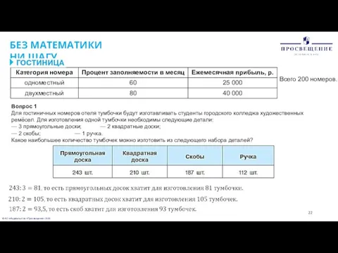 © АО «Издательство «Просвещение» 2020 БЕЗ МАТЕМАТИКИ НИ ШАГУ Всего 200 номеров.