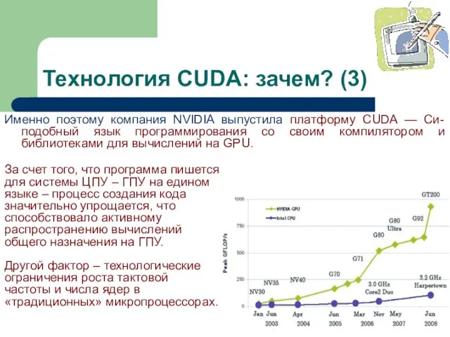 Технология CUDA: зачем? (3) Именно поэтому компания NVIDIA выпустила платформу CUDA —