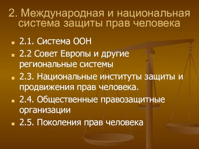 2. Международная и национальная система защиты прав человека 2.1. Система ООН 2.2