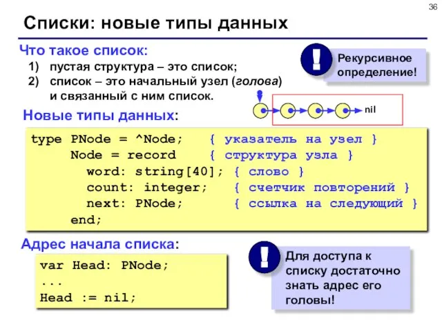 Что такое список: пустая структура – это список; список – это начальный