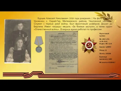 Бурцев Алексей Николаевич 1918 года рождения. ( На фото с женой) Уроженец