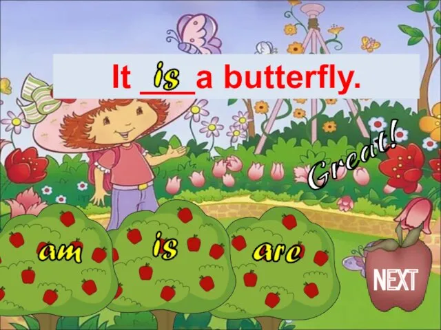 It ___a butterfly. Great! NEXT