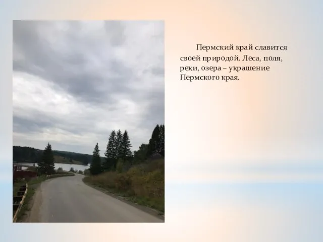 Пермский край славится своей природой. Леса, поля, реки, озера – украшение Пермского края.