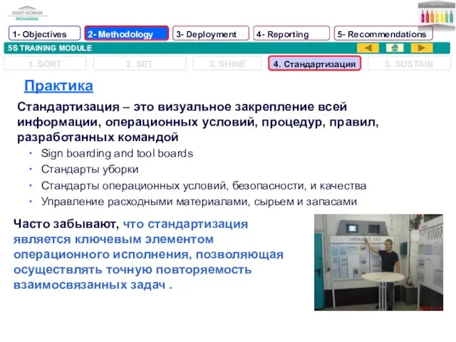 5S TRAINING MODULE Стандартизация – это визуальное закрепление всей информации, операционных условий,