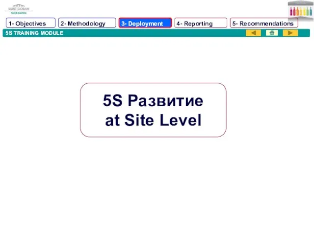 5S TRAINING MODULE 5S Развитие at Site Level 1- Objectives 2- Methodology