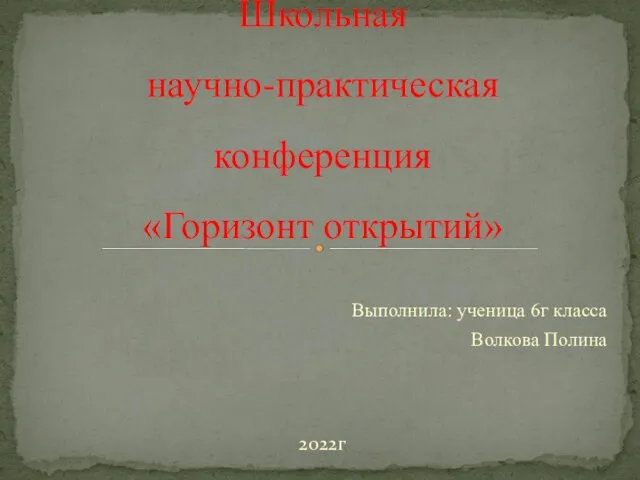 Школьная научно-практическая конференция Горизонт открытий