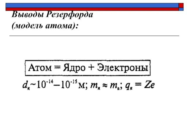 Выводы Резерфорда (модель атома):