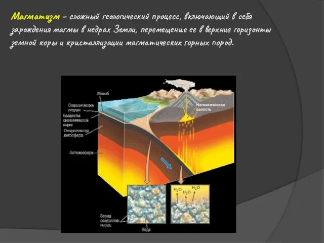 Магматизм – сложный геологический процесс, включающий в себя зарождения магмы в недрах