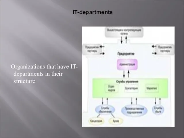 Organizations that have IT- departments in their structure IT-departments