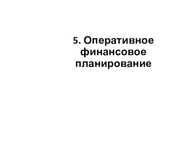 5. Оперативное финансовое планирование