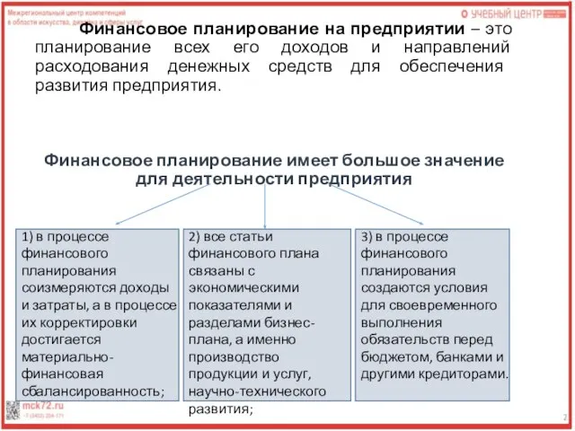 Финансовое планирование на предприятии – это планирование всех его доходов и направлений