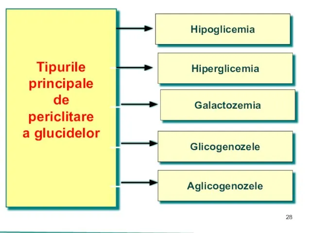 Tipurile principale de periclitare a glucidelor Hipoglicemia Hiperglicemia Galactozemia Glicogenozele Aglicogenozele