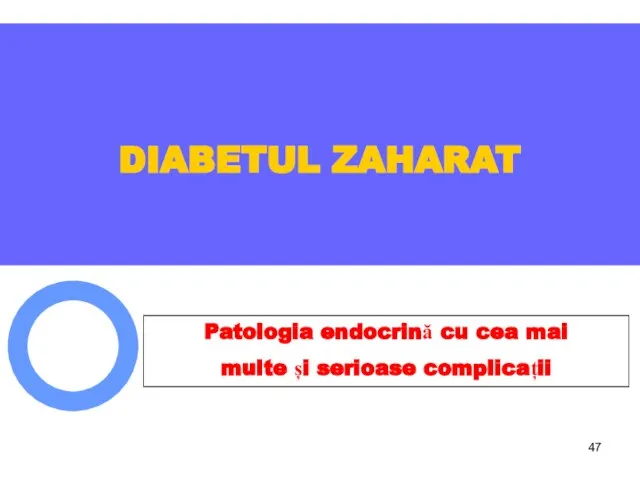 DIABETUL ZAHARAT Patologia endocrină cu cea mai multe și serioase complicații