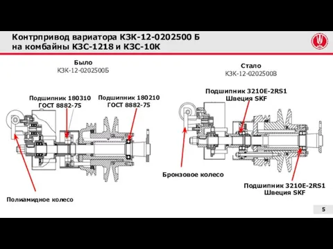 Контрпривод вариатора КЗК-12-0202500 Б на комбайны КЗС-1218 и КЗС-10К Было КЗК-12-0202500Б Стало КЗК-12-0202500В