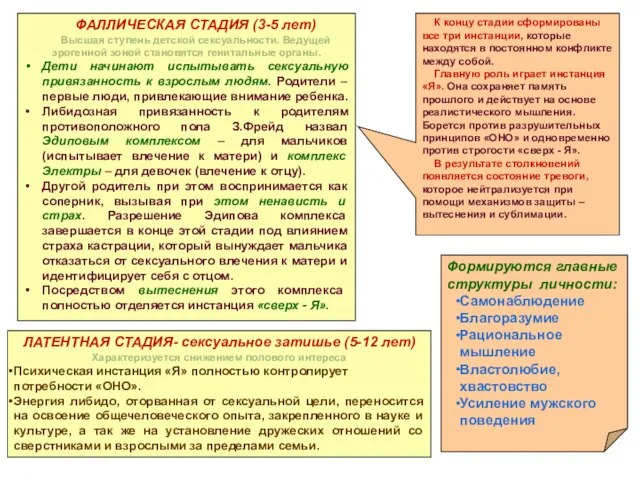 ФАЛЛИЧЕСКАЯ СТАДИЯ (3-5 лет) Высшая ступень детской сексуальности. Ведущей эрогенной зоной становятся