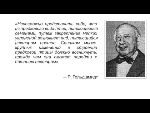 «Невозможно представить себе, что из предкового вида птиц, питающегося семенами, путем закрепления